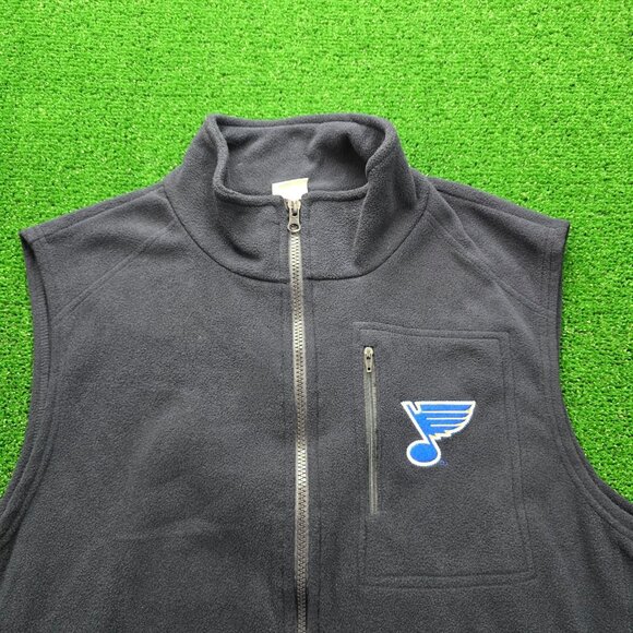 St Louis Blues Vest Mens Large Navy Blue Sweater Full Zip Fleece NHL Hockey - Picture 2 of 9